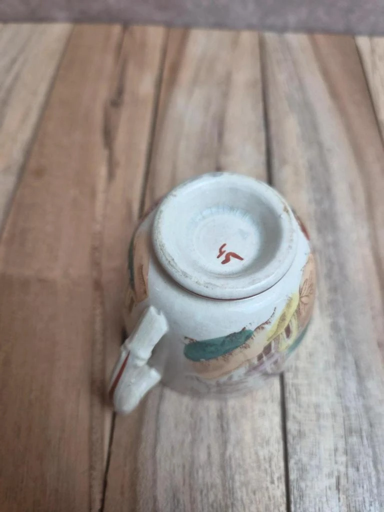 Taza de terra de hierro Sarreguemines modelo Kyoto policromada antigua – photo 7